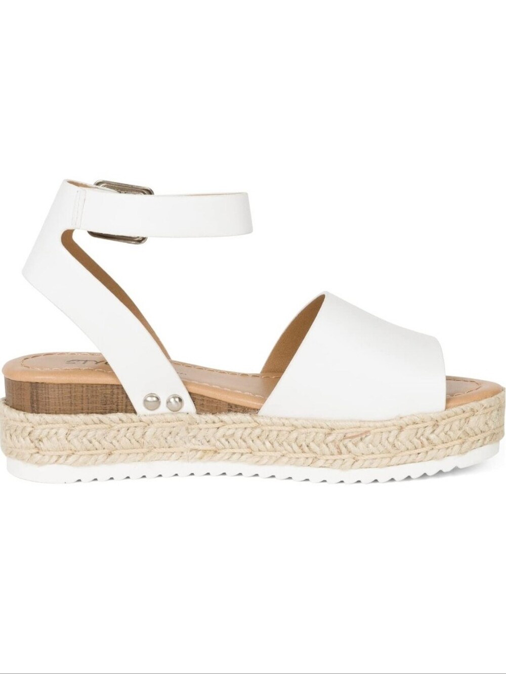 Soda White Ankle-Strap Espadrille Platform Sandal